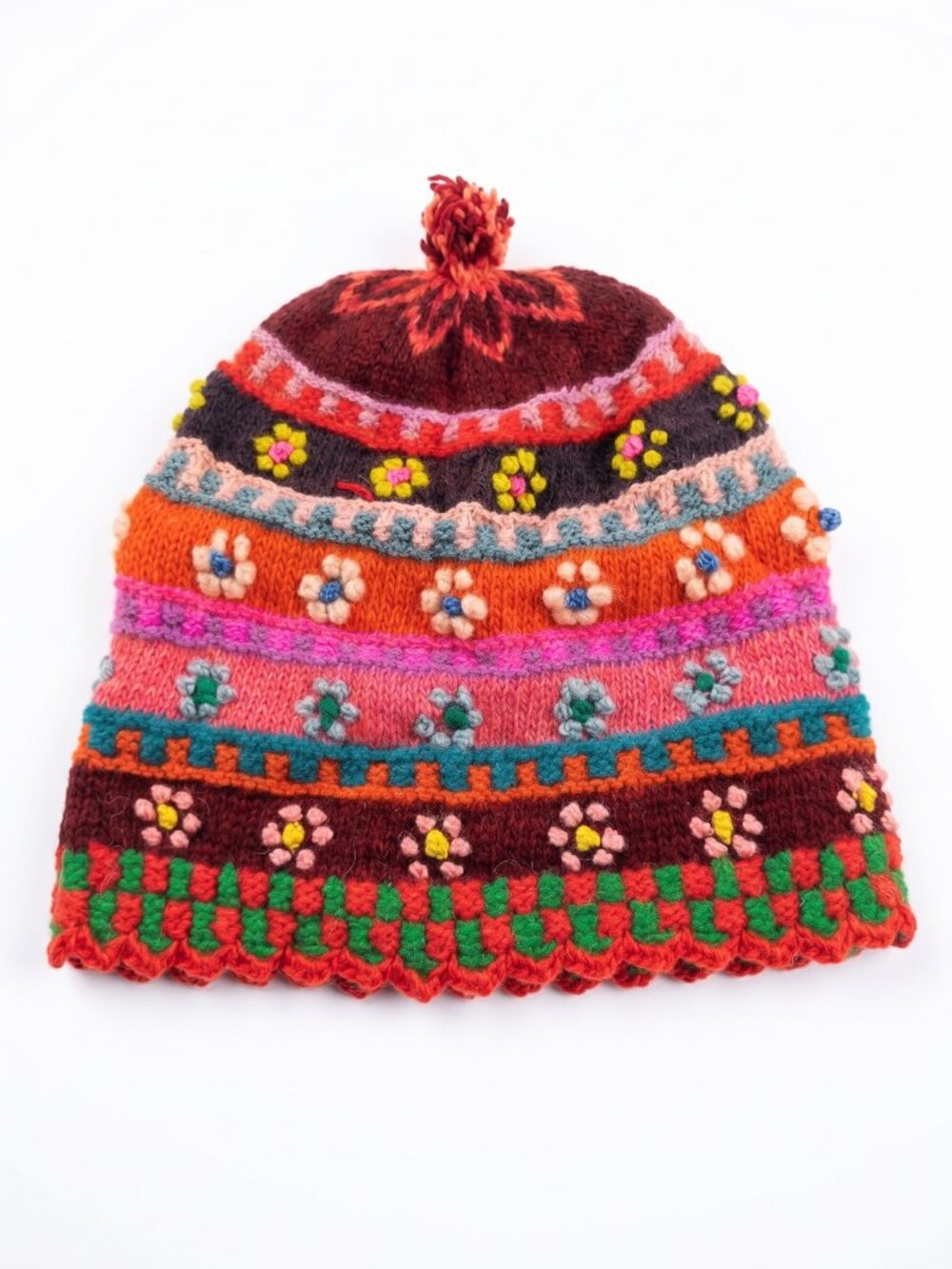 Handcrafted Andean Sheep's Wool Chullo Winter Beanie Hat